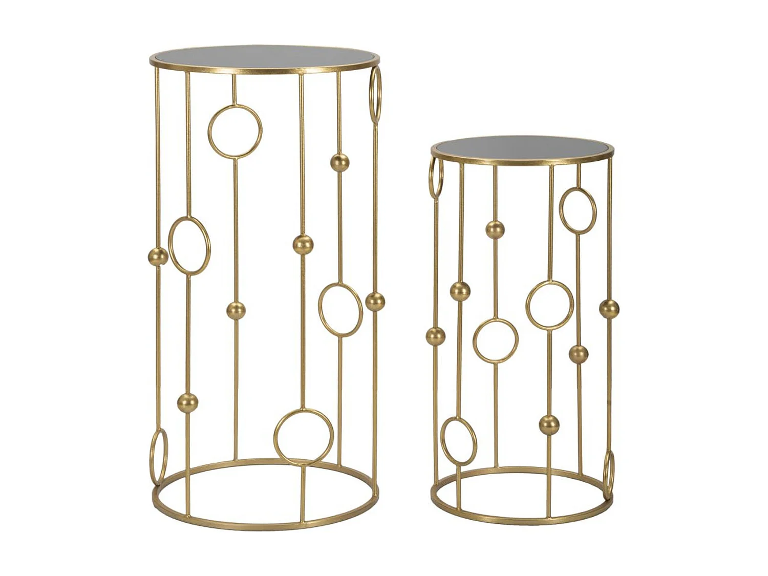 Conjunto de Mesitas Auxiliares Círculos 35, Oro, 50x50x100 cm, Kendra Home