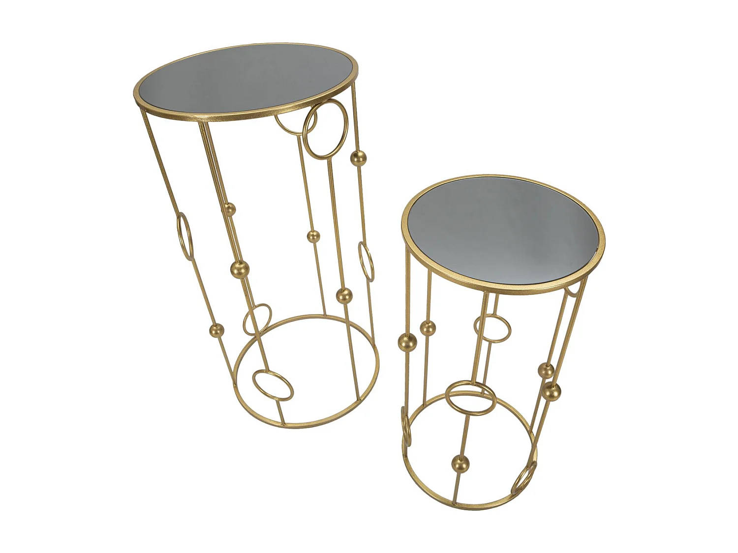 Conjunto de Mesitas Auxiliares Círculos 35, Oro, 50x50x100 cm, Kendra Home