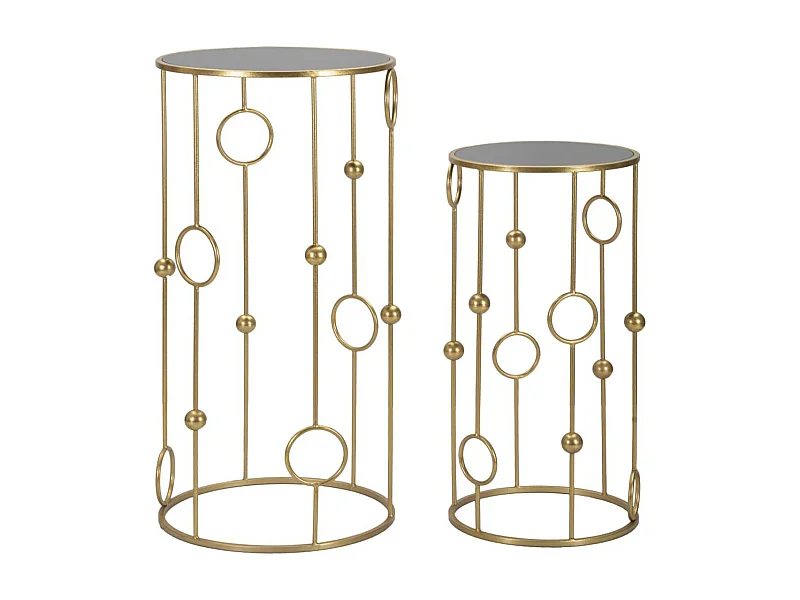 Conjunto de Mesitas Auxiliares Círculos 35, Oro, 50x50x100 cm, Kendra Home