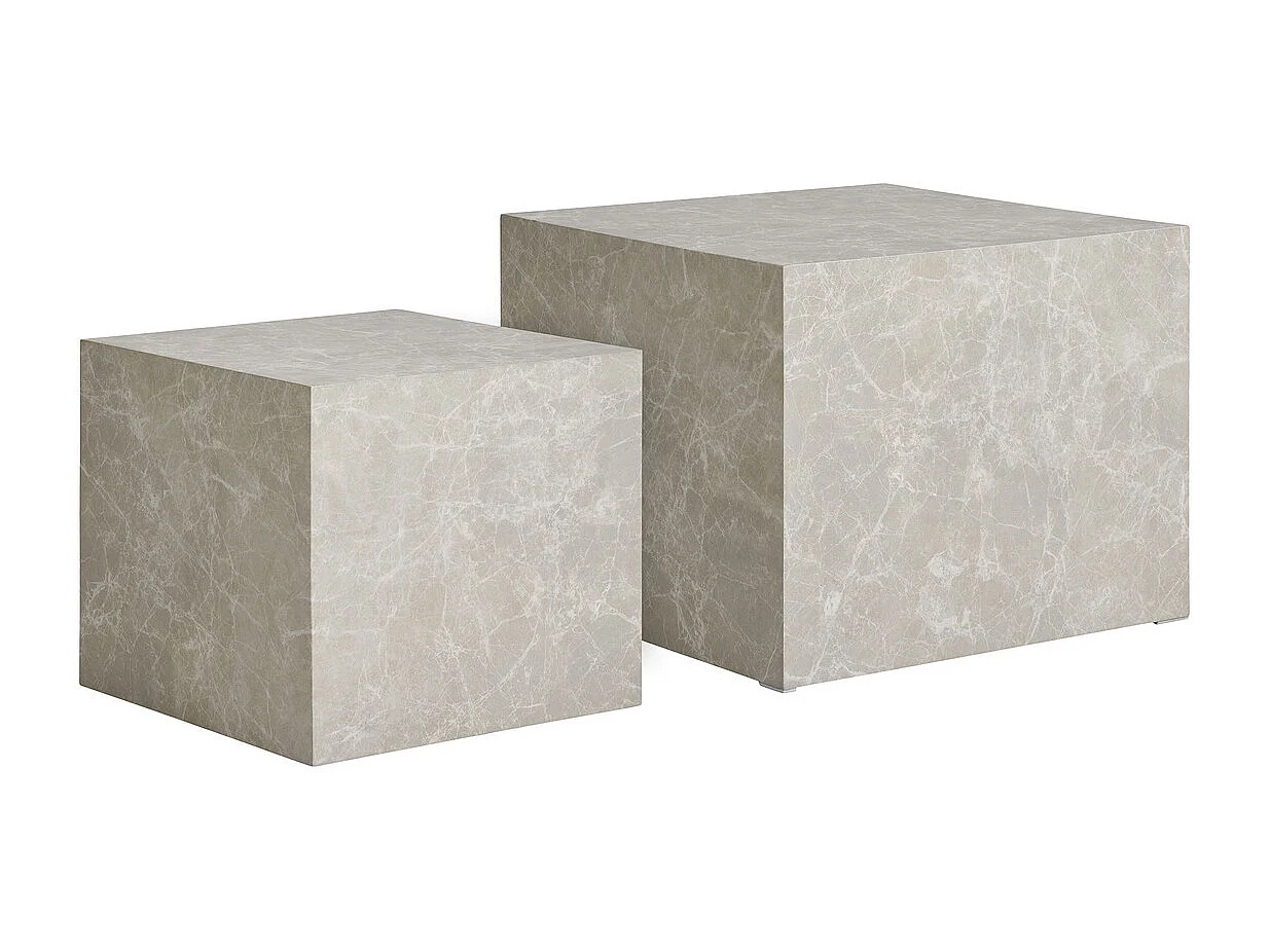 Beistelltisch-Set Prague, Grau, 40x40x36 cm, Kendra Home