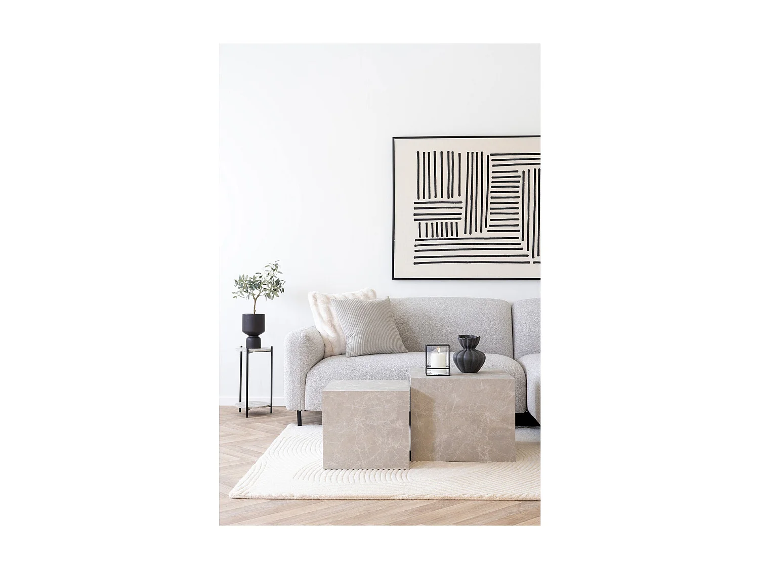 Beistelltisch-Set Prague, Grau, 40x40x36 cm, Kendra Home