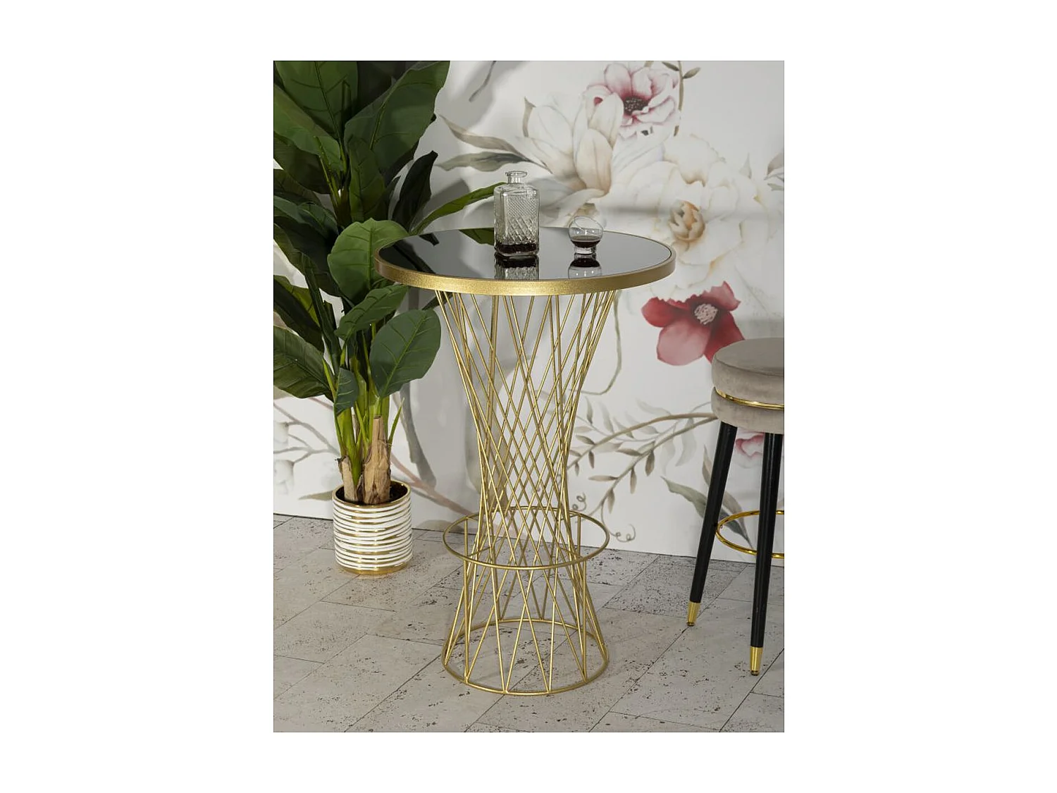 Mesa de Centro VKH805, Oro, 70x70x103 cm, Kendra Home