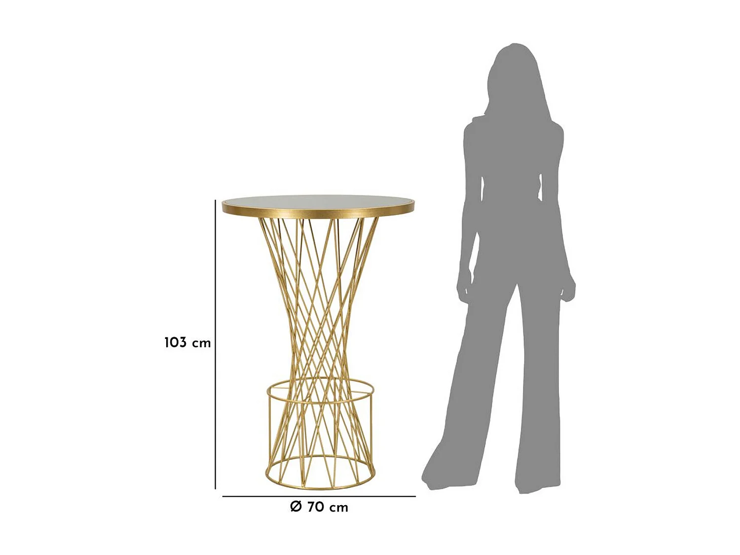Mesa de Centro VKH805, Oro, 70x70x103 cm, Kendra Home
