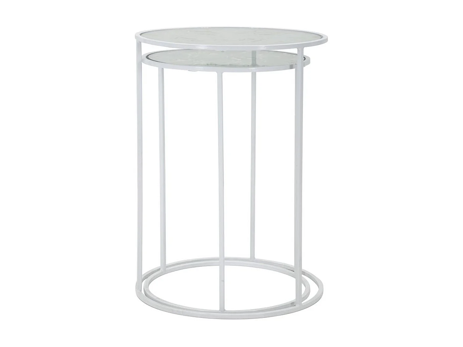 Set di Tavolini VKH556, Bianco, 43x43x60 cm, Kendra Home