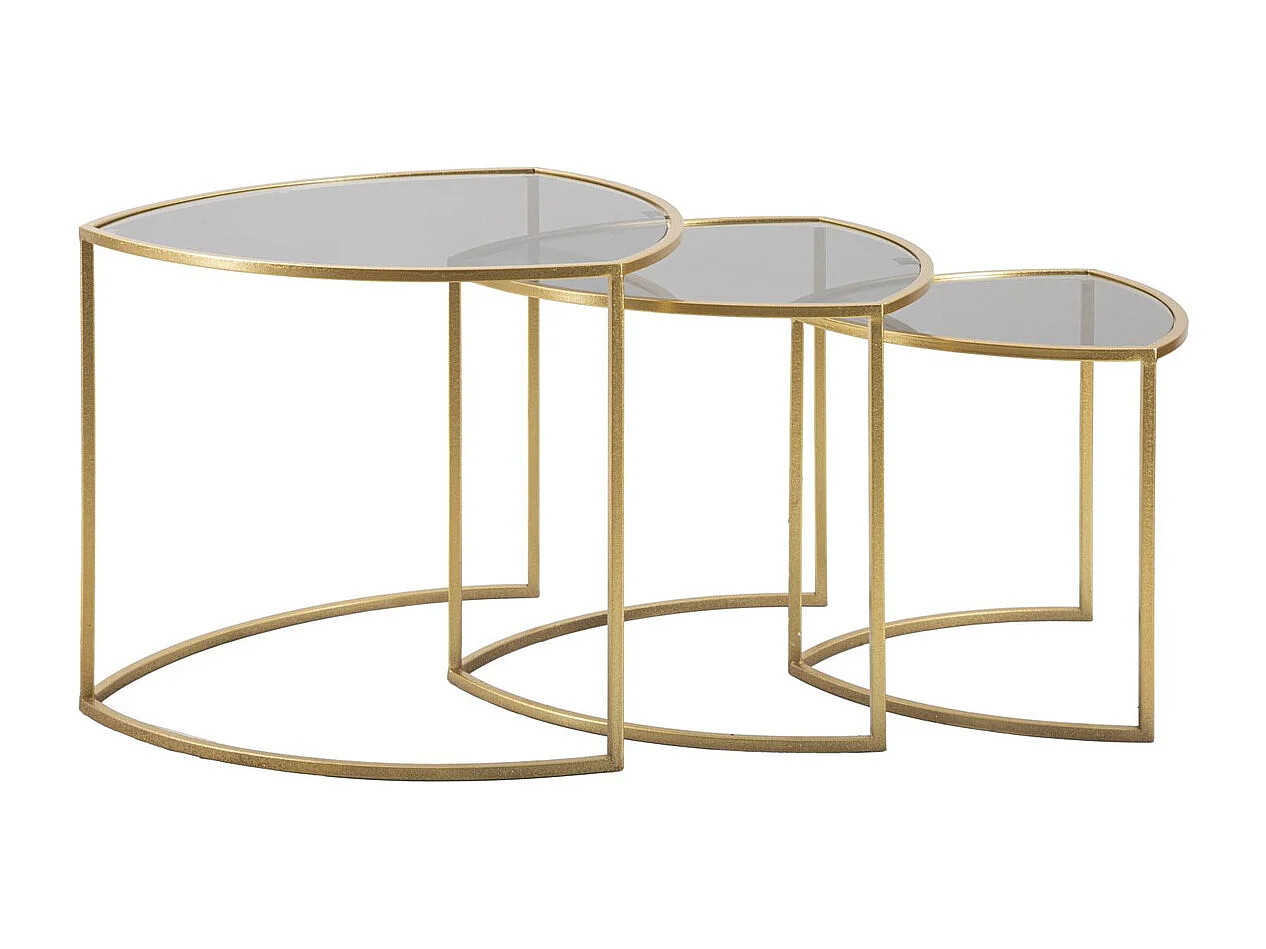 Conjunto de Mesitas Auxiliares VKH553, Oro, 60x60x50 cm, Kendra Home