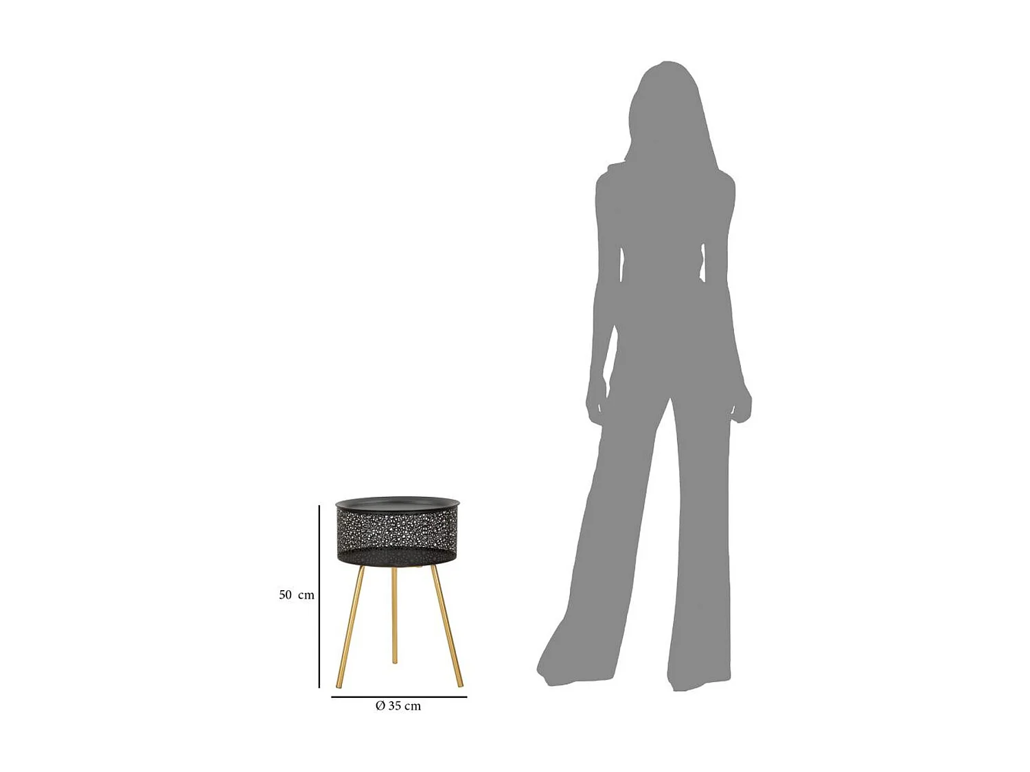 Koffietafel VKH523, Zwart, 35x35x50 cm, Kendra Home