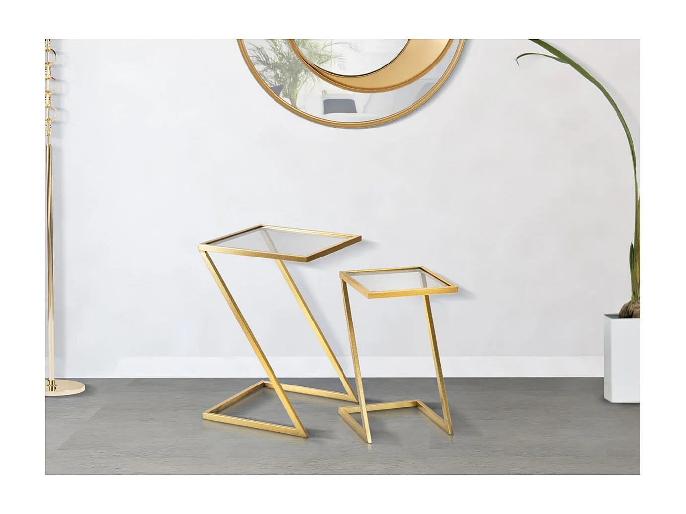 Set Bijzettafels VKH562, Goud, 40x40x60 cm, Kendra Home