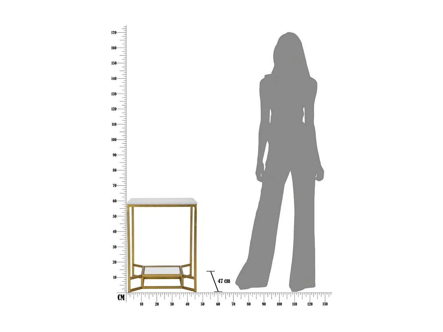 Koffietafel VKH536, Goud, 47x47x60 cm, Kendra Home