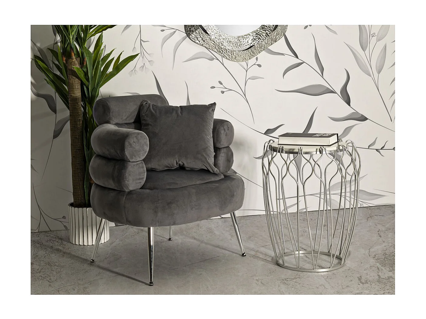 Koffietafel VKH530, Zilver, 47,5x47,5x61,5 cm, Kendra Home