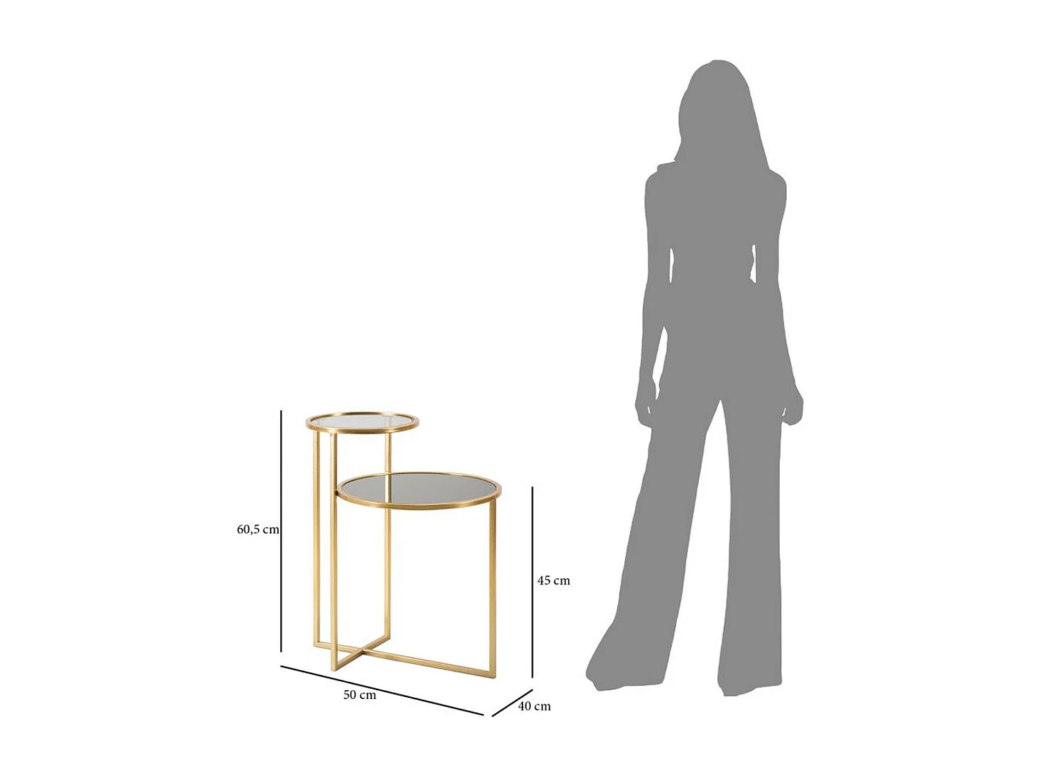 Tavolino VKH570, Oro, 50x40x60,5 cm, Kendra Home