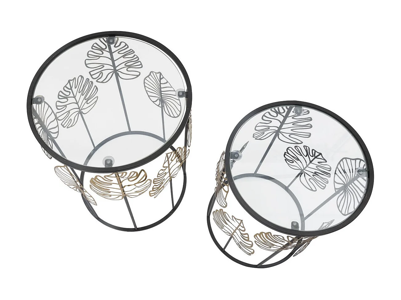 Set Bijzettafels Blad 67, Zwart, 38x38x55 cm, Kendra Home