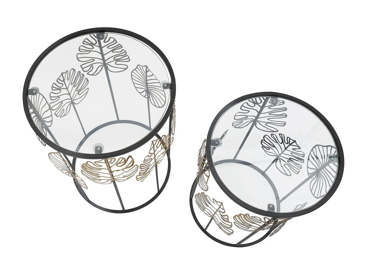 Set Bijzettafels Blad 67, Zwart, 38x38x55 cm, Kendra Home