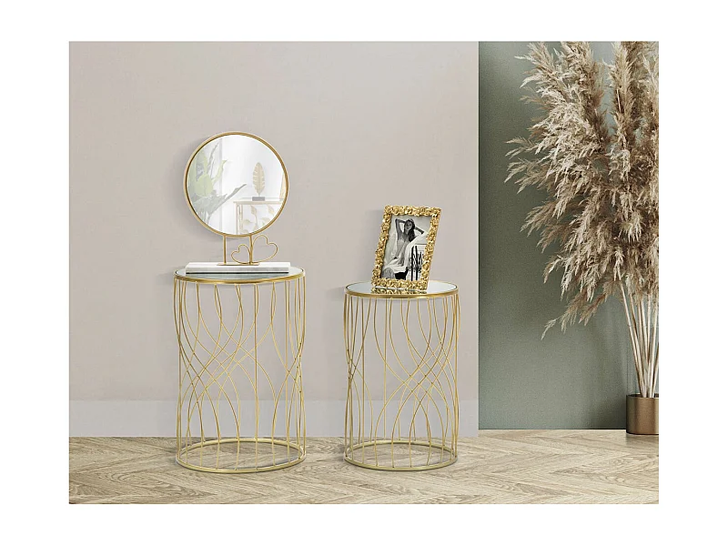 Conjunto de Mesas Auxiliares VKH545, Ouro, 38x38x55 cm, Kendra Home