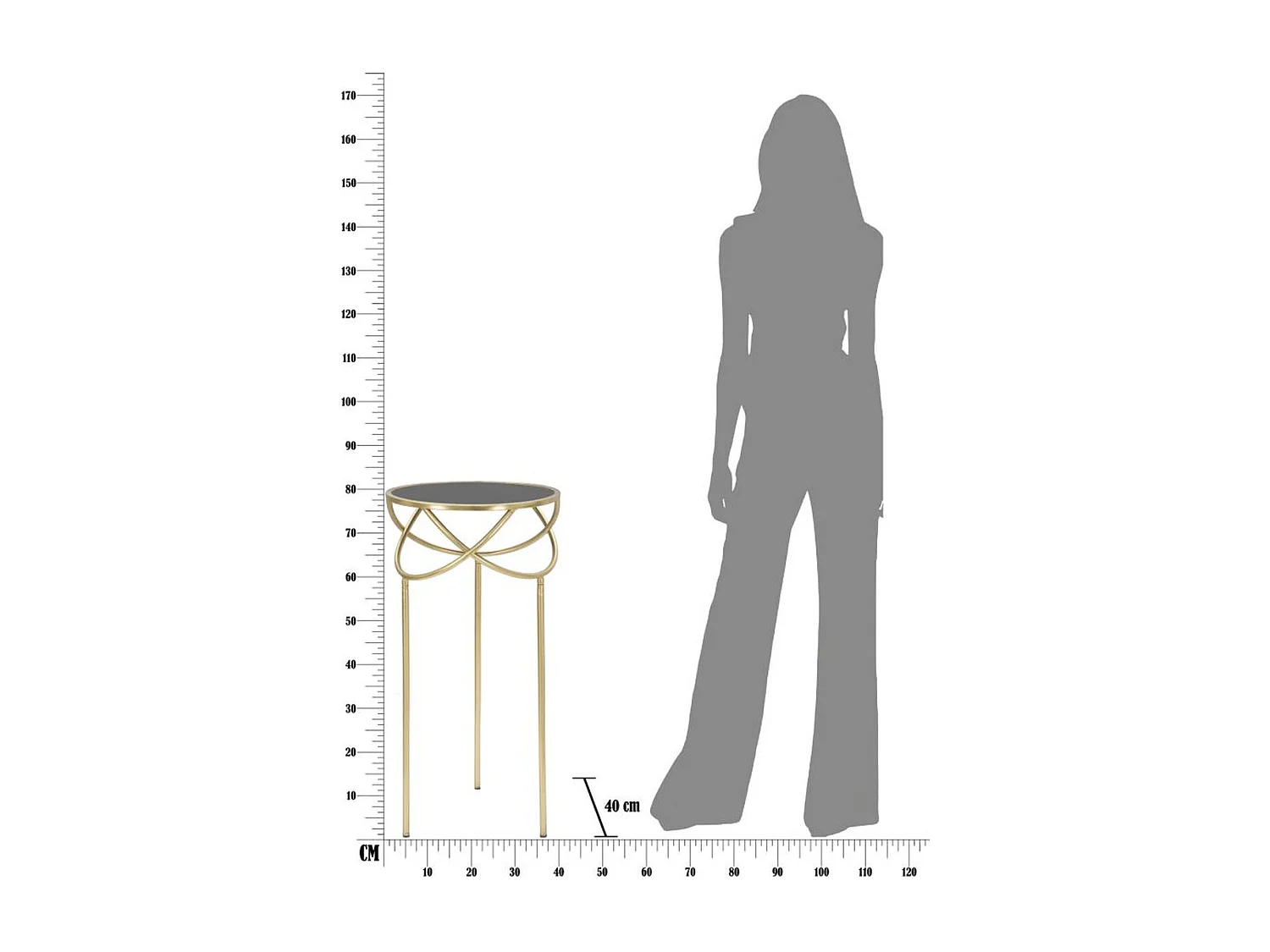 Koffietafel VKH593, Goud, 40x40x80 cm, Kendra Home