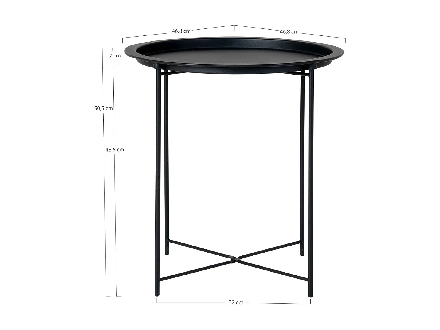 Koffietafel Bastia, Zwart, 47x47x50 cm, Kendra Home