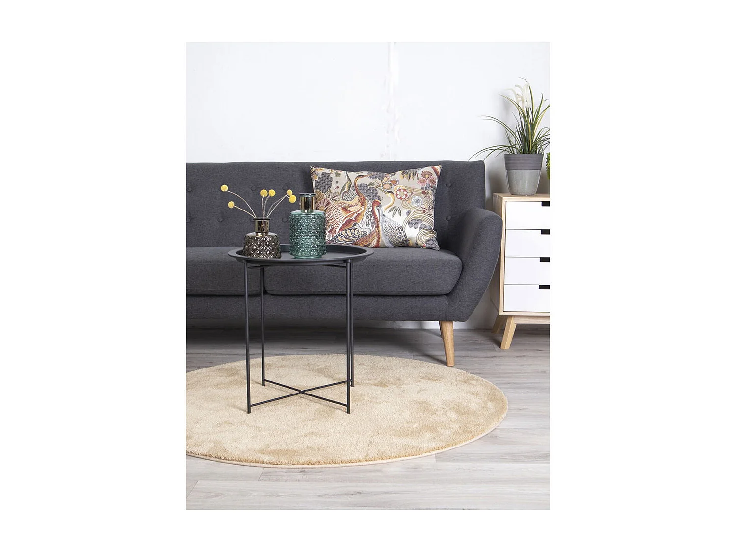 Koffietafel Bastia, Zwart, 47x47x50 cm, Kendra Home
