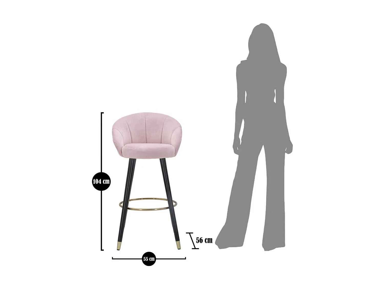 Hoher Hocker VKH431, Rosa, 55x56x104 cm, Kendra Home