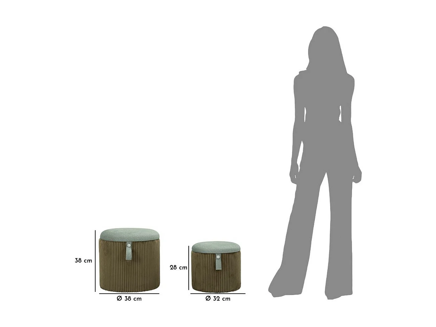 Pouf VKH719, Vert, 38x38x38 cm, Kendra Home