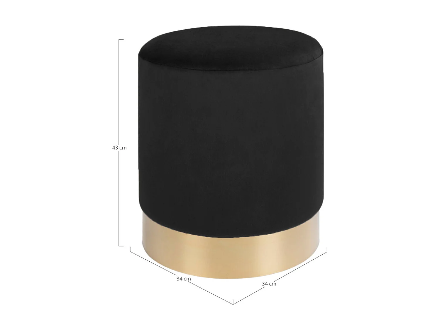 Pouf Gamby, Noir, 34x34x43 cm, Kendra Home