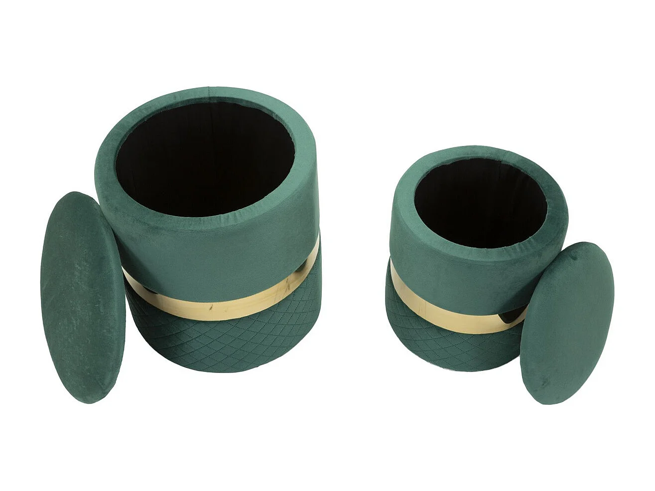 Lot de 2 Poufs VKH870, Vert, 37x37x42 cm, Kendra Home