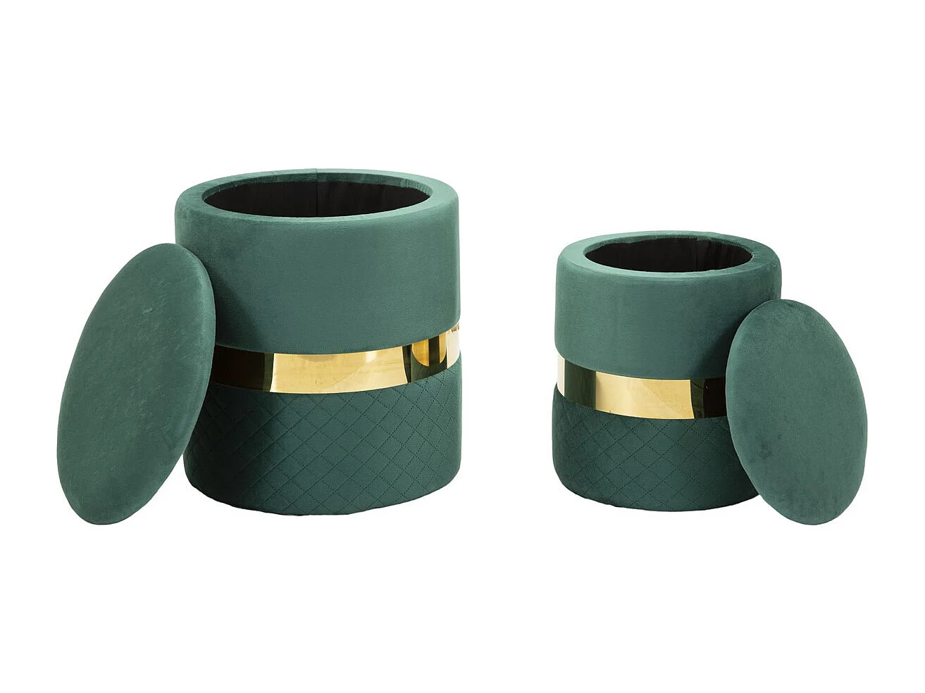Lot de 2 Poufs VKH870, Vert, 37x37x42 cm, Kendra Home