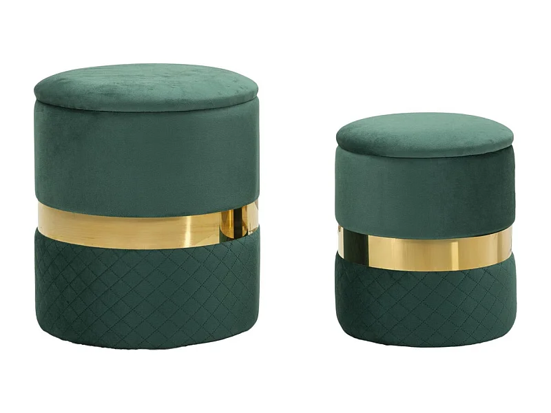 Lot de 2 Poufs VKH870, Vert, 37x37x42 cm, Kendra Home