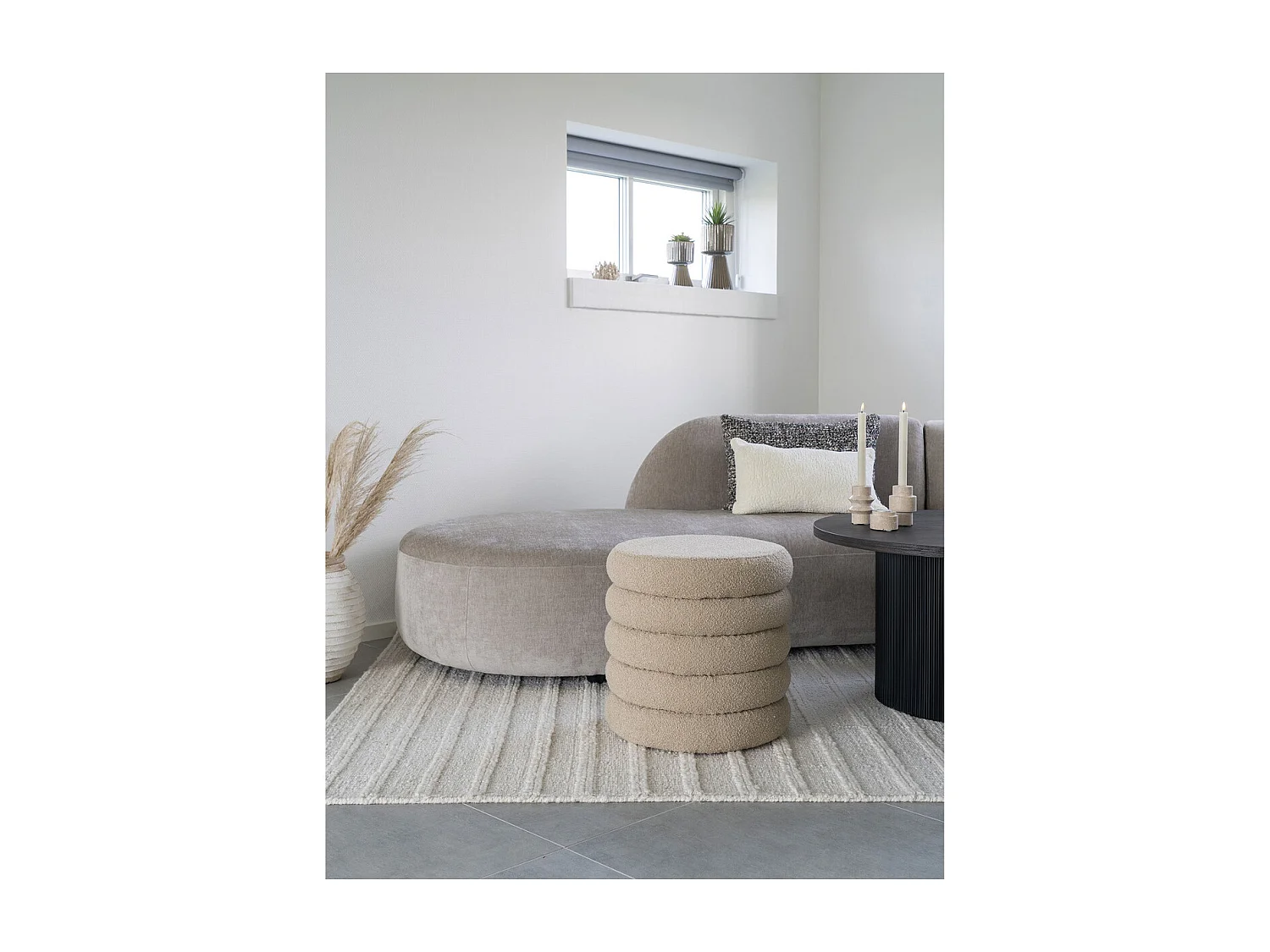 Pouf Brooklyn, Beige, 44x44x44 cm, Kendra Home