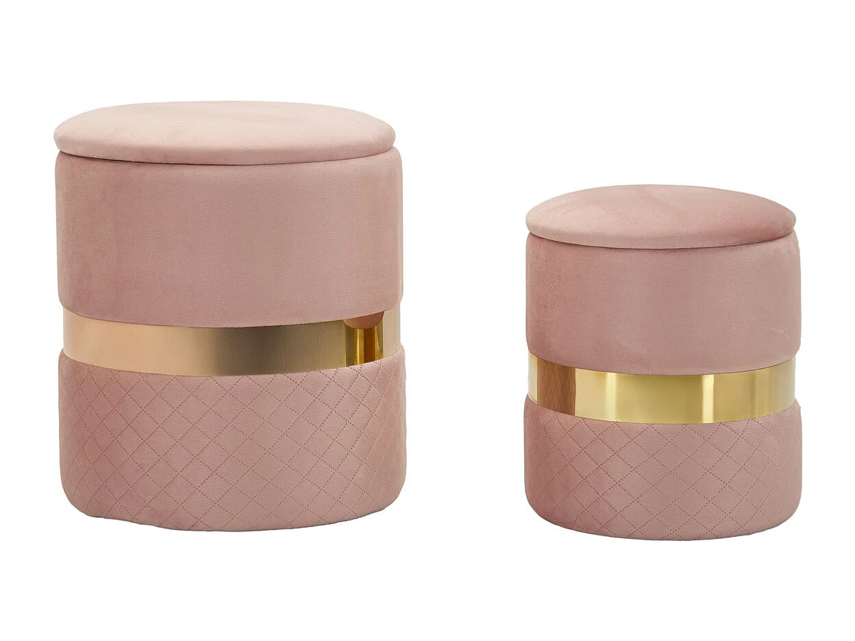 Lot de 2 Poufs VKH869, Rose, 37x37x42 cm, Kendra Home