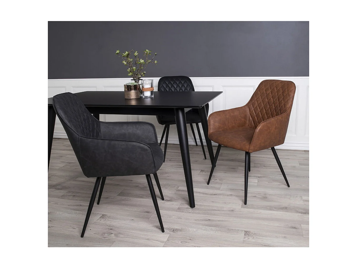 Set van 2 Stoelen Harbo 3, Bruin, 65x57x87 cm, Kendra Home