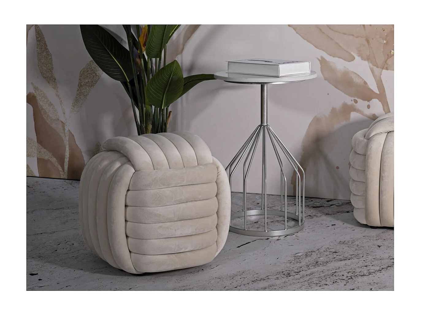 Pouf Coude 3, Beige, 45x45x45 cm, Kendra Home