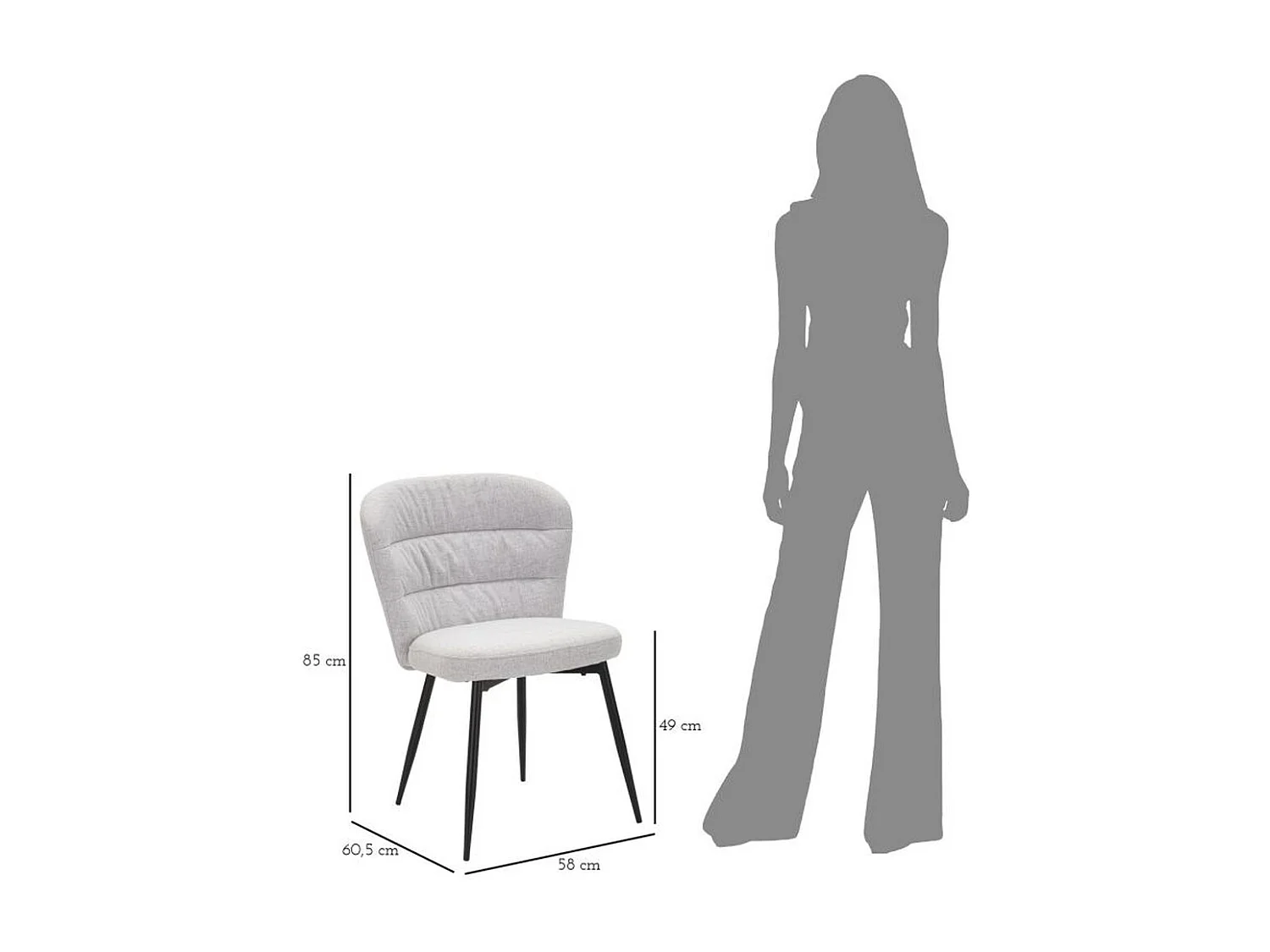 Set van 2 Stoelen VKH378, Grijs, 58x60,5x85 cm, Kendra Home