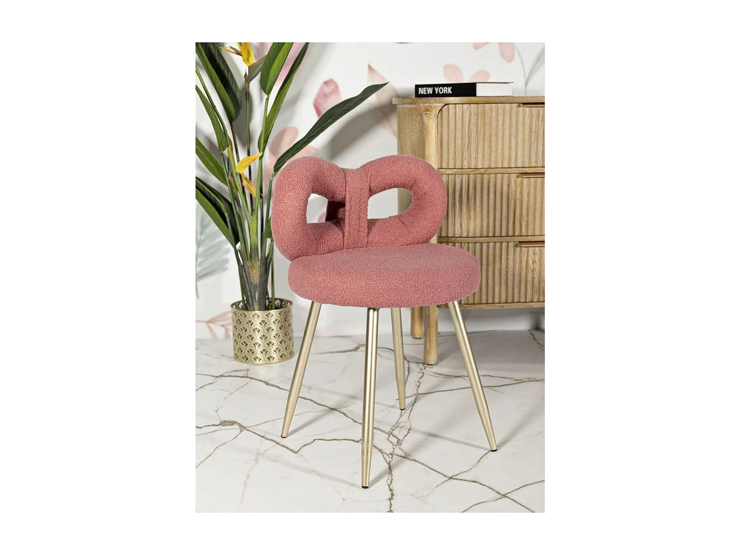 Chaise Noeud 1, Rose, 40x40x67 cm, Kendra Home