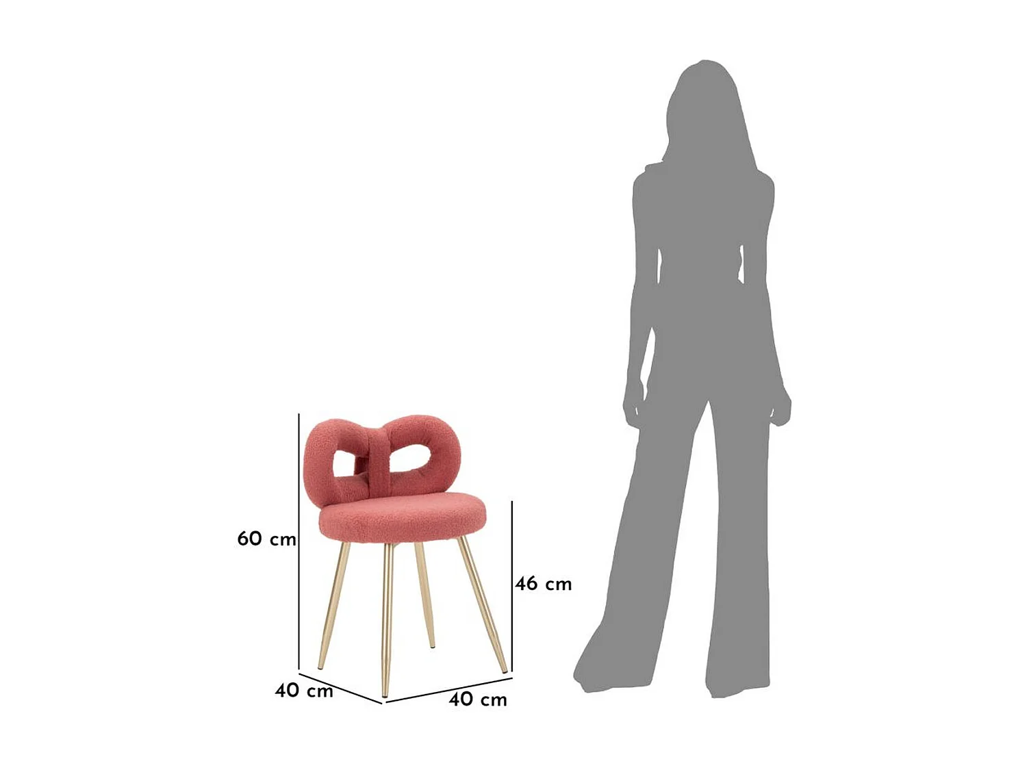 Chaise Noeud 1, Rose, 40x40x67 cm, Kendra Home