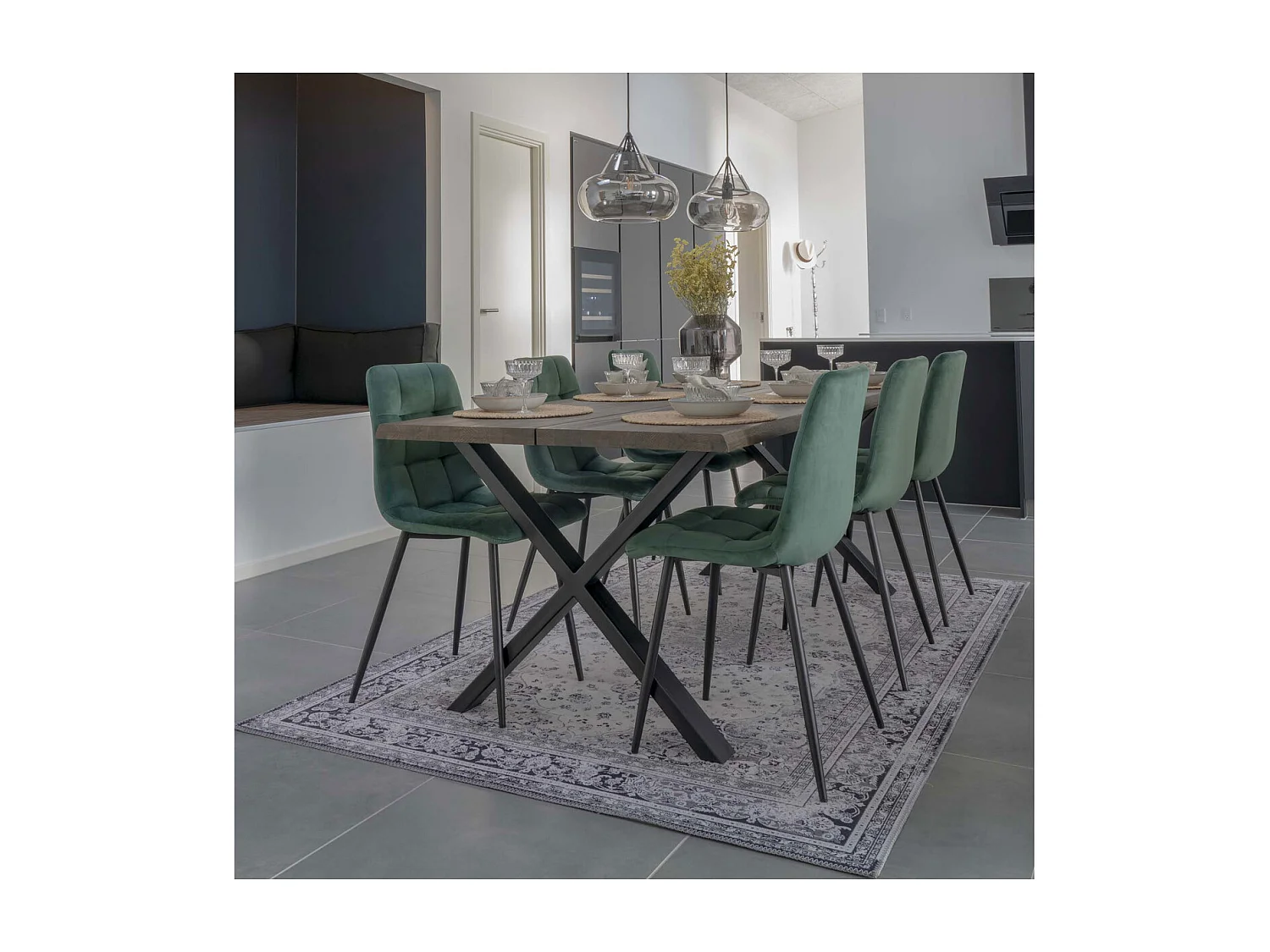 Set van 2 Stoelen Middelfart, Groen, 55x44x86 cm, Kendra Home