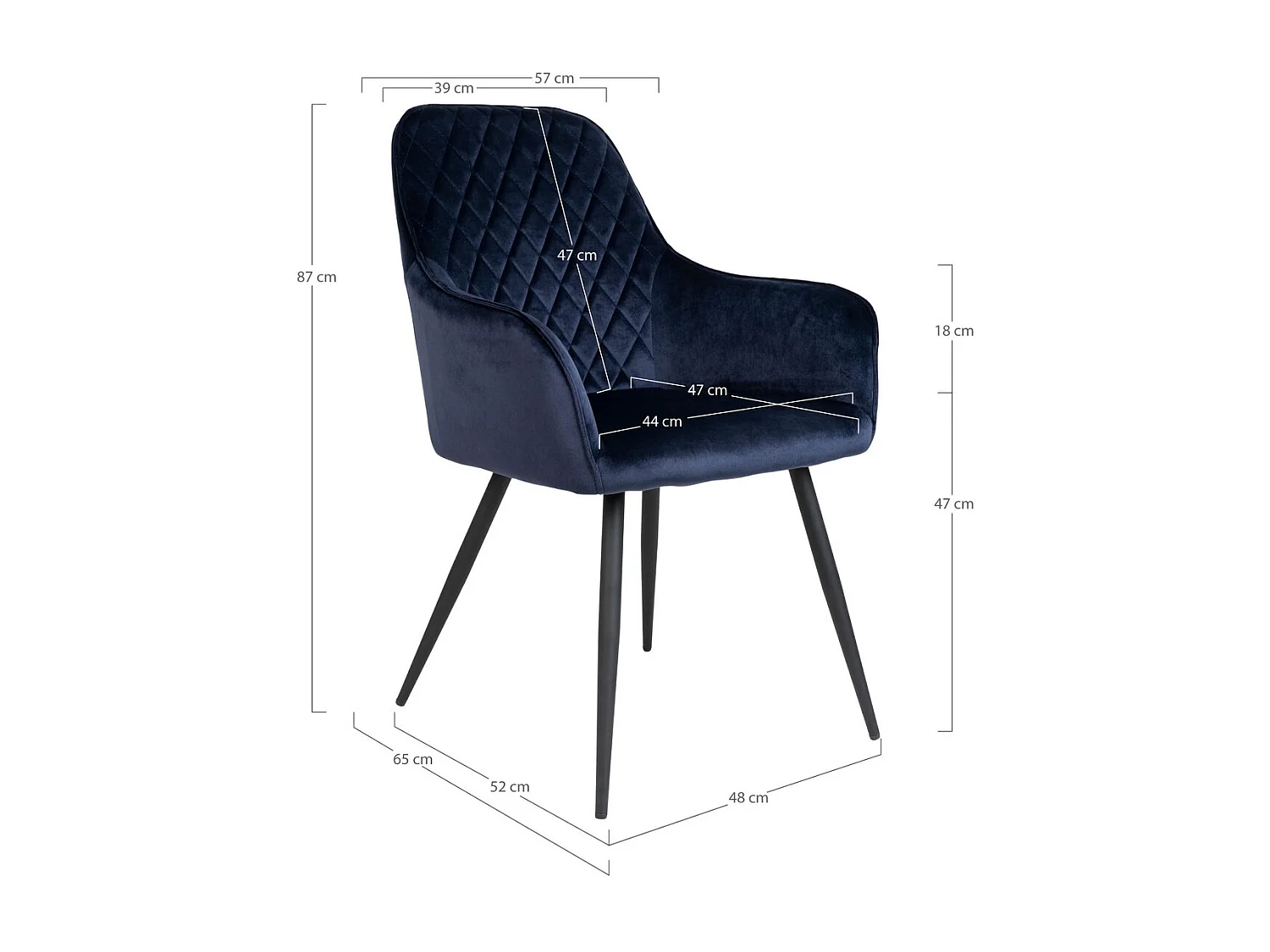 Lot de 2 Chaises Harbo, Bleu, 65x57x87 cm, Kendra Home