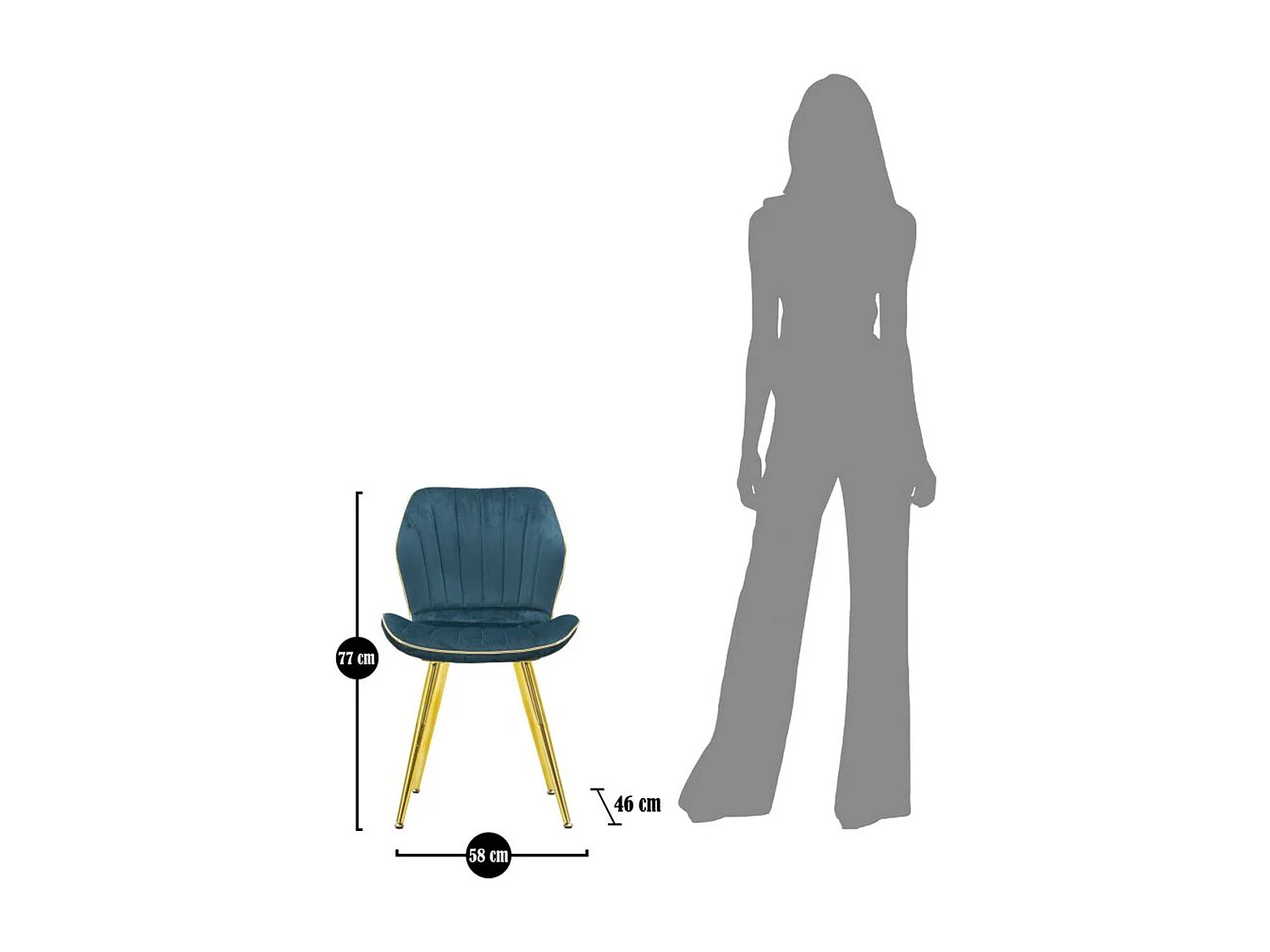 Lot de 2 Chaises VKH384, Vert Canard, 46x58x77 cm, Kendra Home