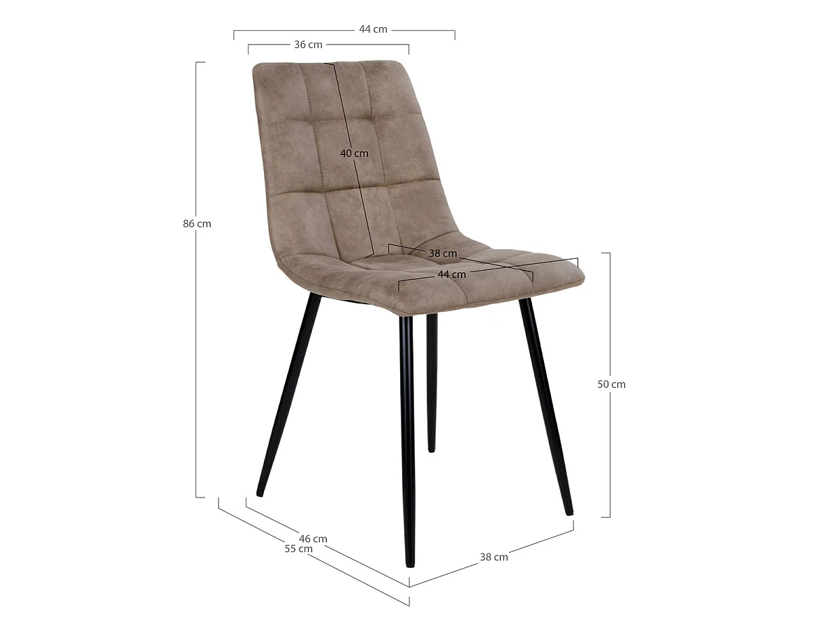 Lot de 2 chaises de salle à manger Middelfart en microfibre marron clair avec pieds noirs