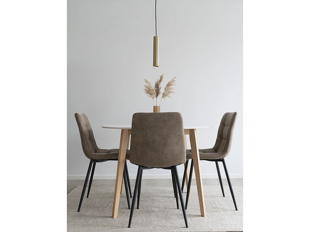 Lot de 2 chaises de salle à manger Middelfart en microfibre marron clair avec pieds noirs