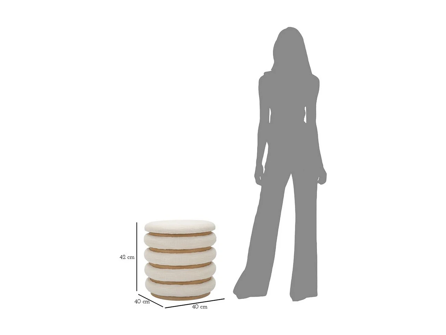 Hocker VKH362, Braun, 40x40x42 cm, Kendra Home