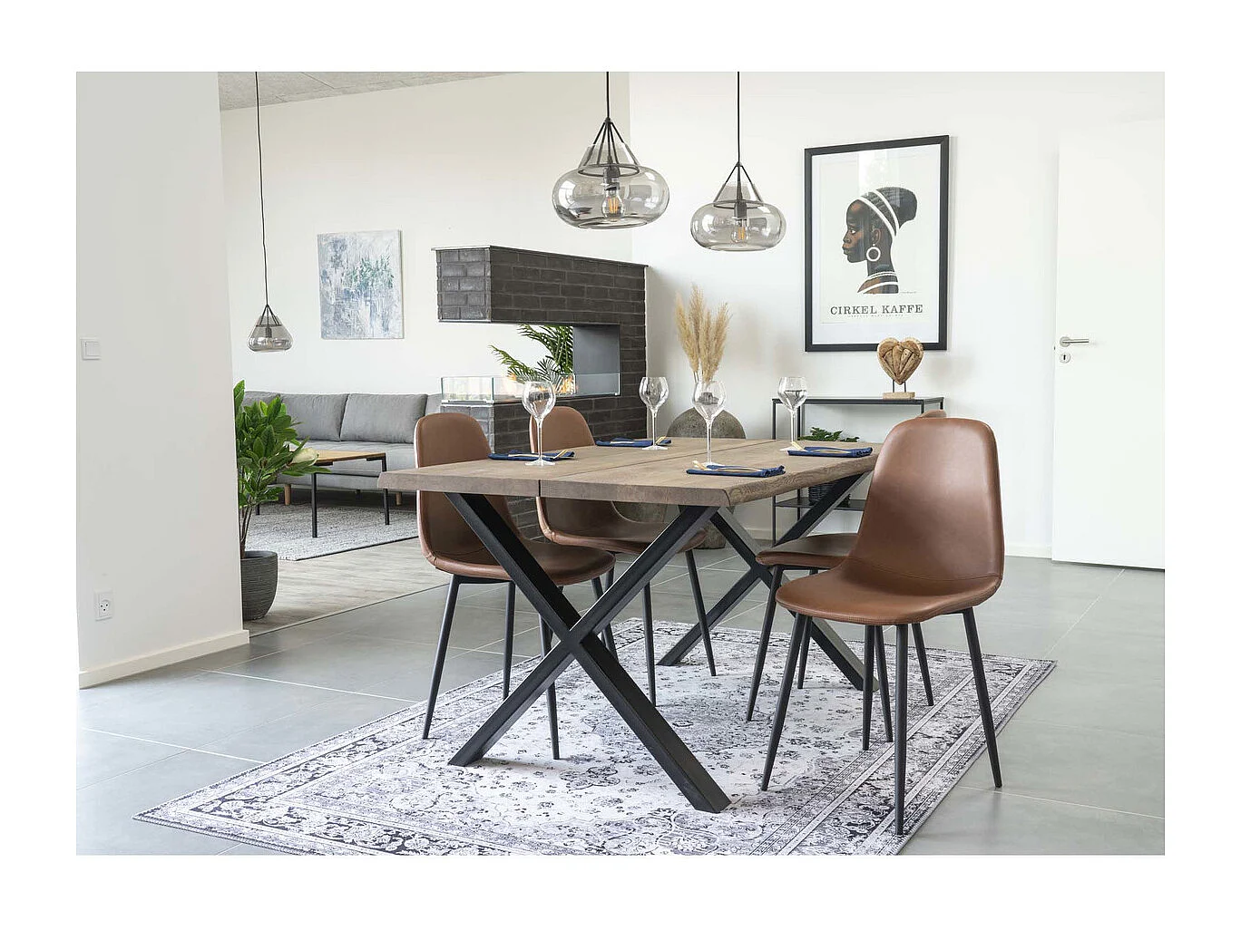 Set van 2 Stoelen Stockholm, Bruin, 54x44x88 cm, Kendra Home