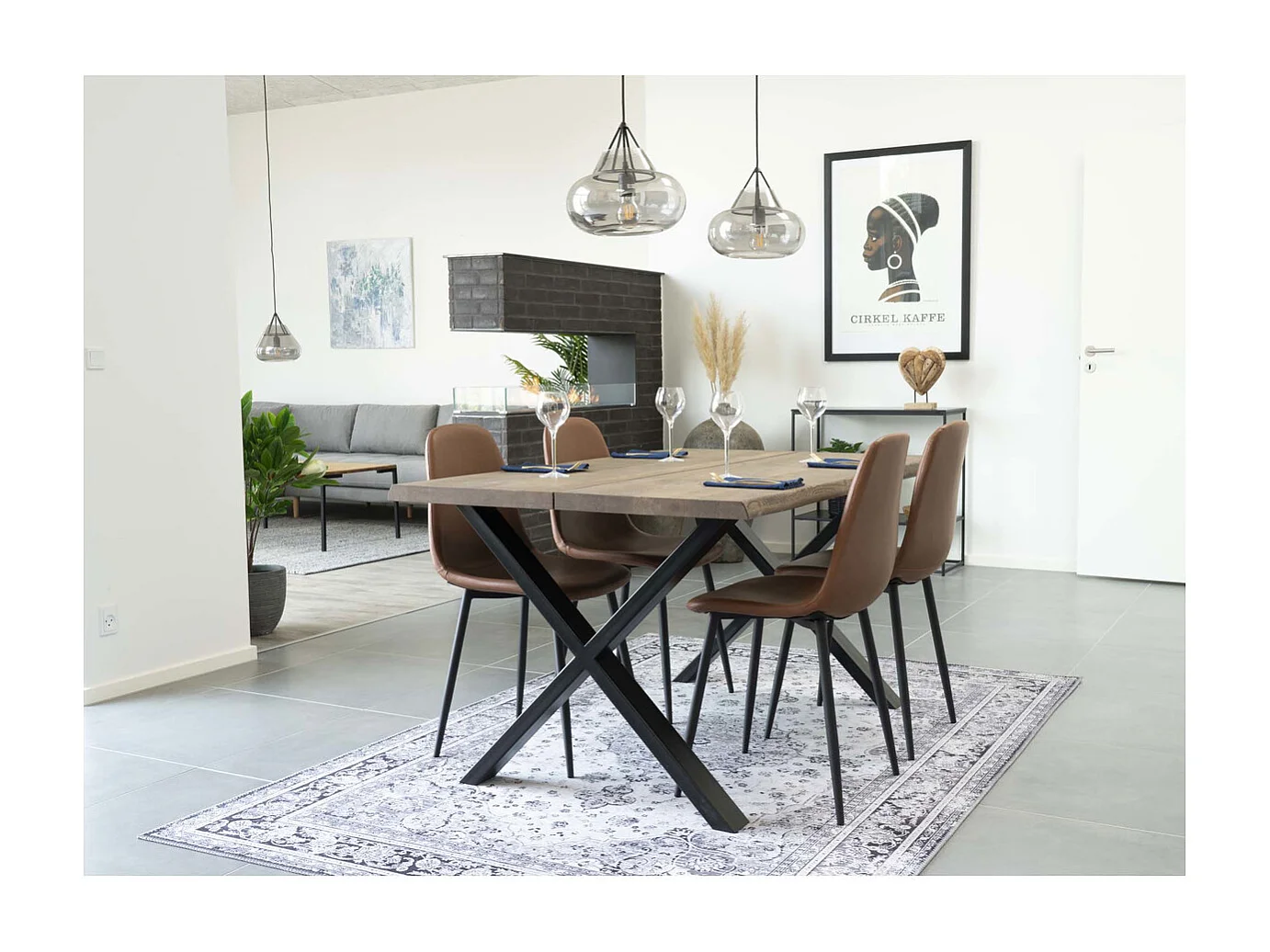 Set van 2 Stoelen Stockholm, Bruin, 54x44x88 cm, Kendra Home