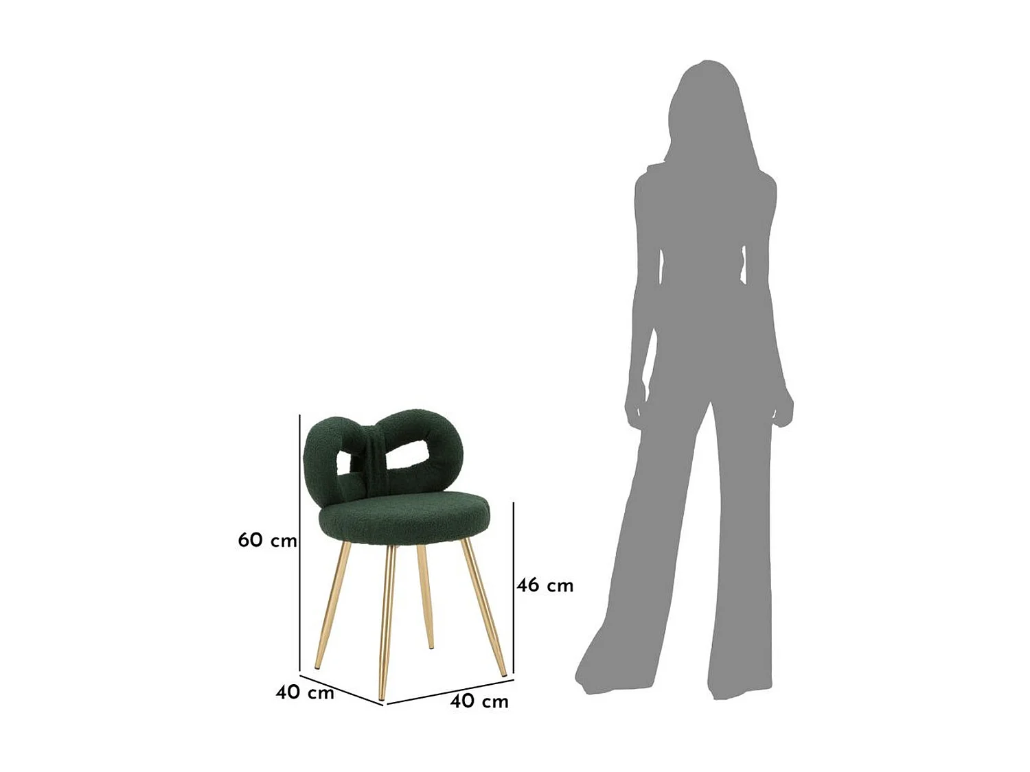 Stoel Strik 2, Groen, 40x40x67 cm, Kendra Home