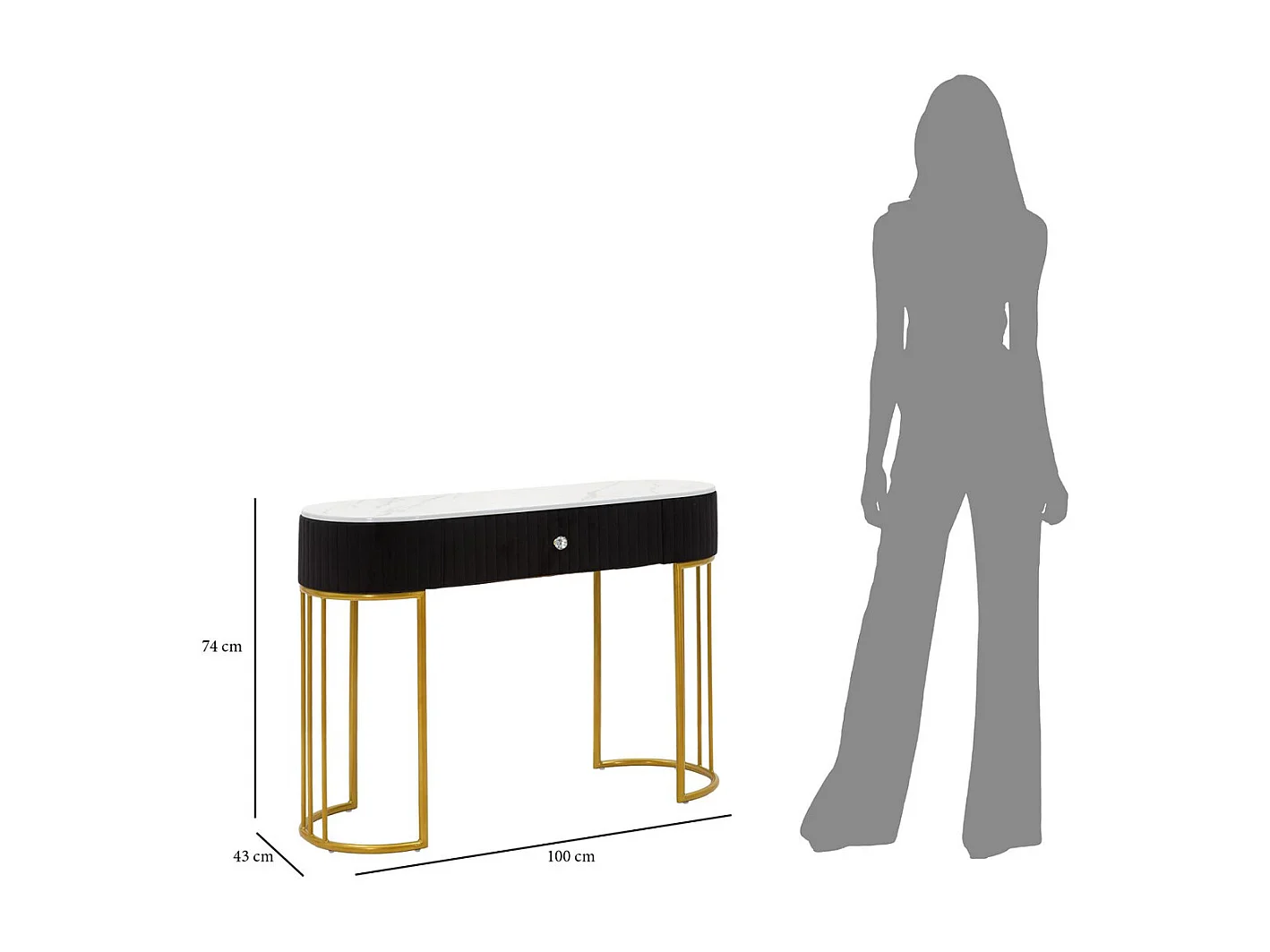 Console Tafel VKH614, Zwart, 100x43x74 cm, Kendra Home