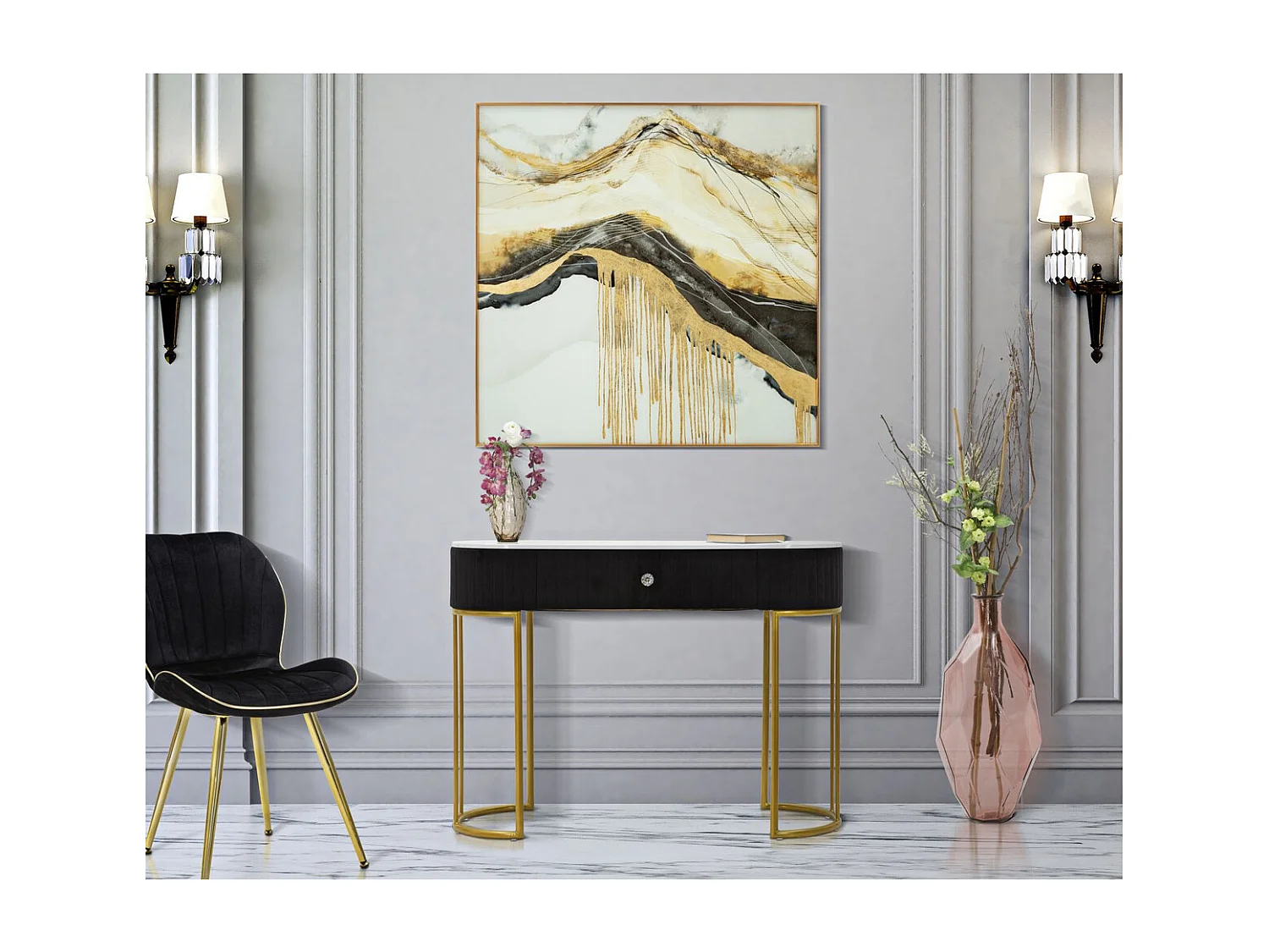 Konsolentisch VKH614, Schwarz, 100x43x74 cm, Kendra Home