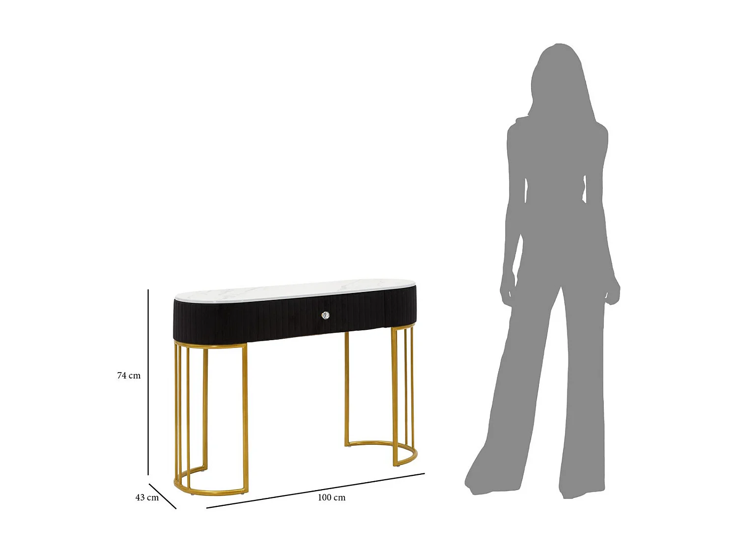 Konsolentisch VKH614, Schwarz, 100x43x74 cm, Kendra Home