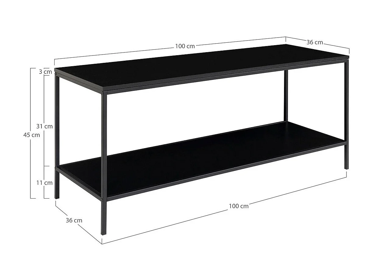 Console Tafel Vita, Zwart, 36x100x45 cm, Kendra Home