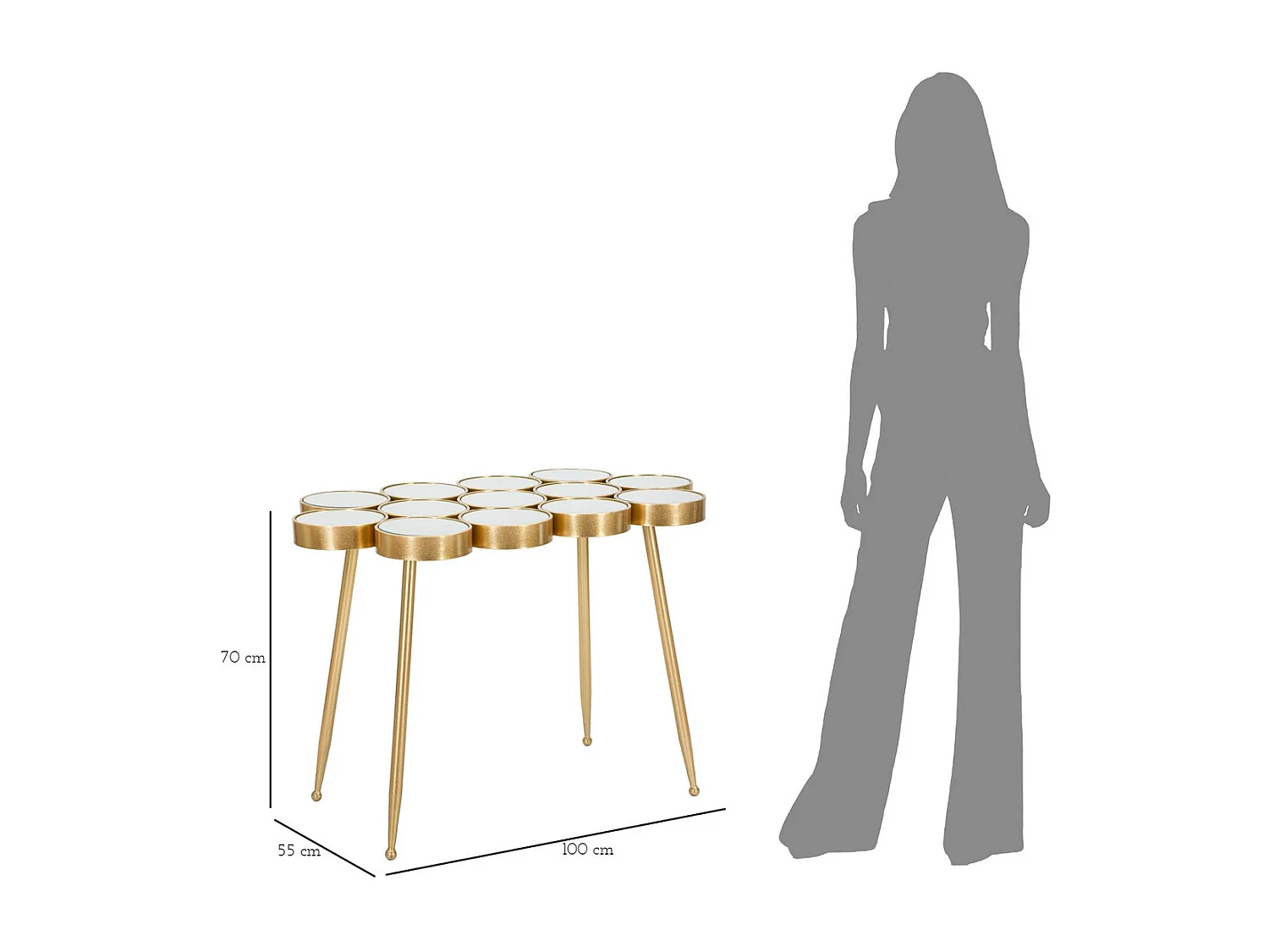 Console Tafel VKH623, Goud, 100x55x70 cm, Kendra Home