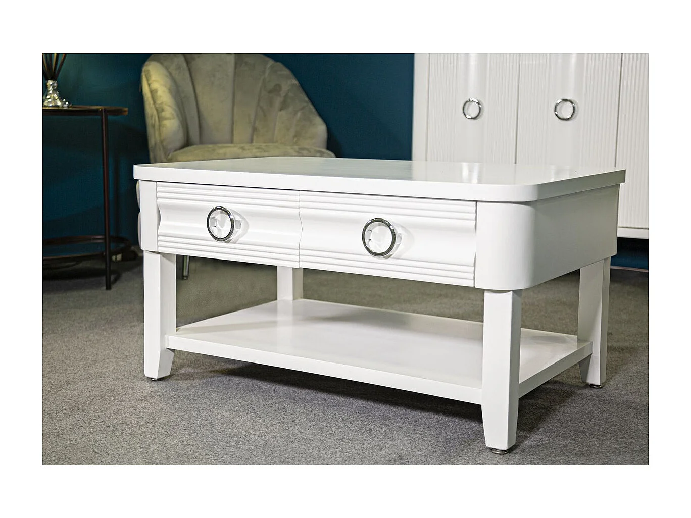 Kaffeetisch VKH516, Weiß, 90x60x47 cm, Kendra Home