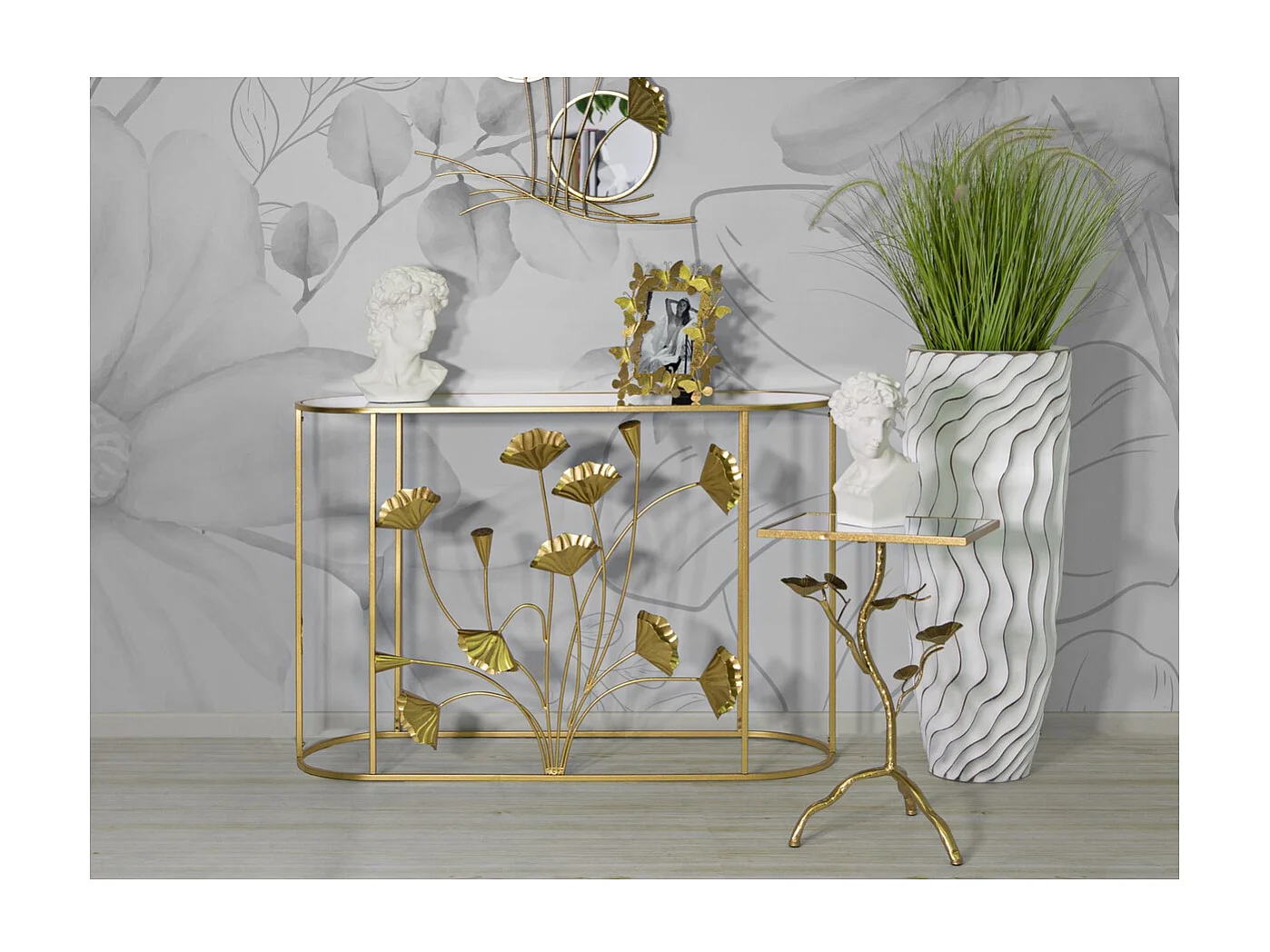 Console Tafel Blad 73, Goud, 120x40x80 cm, Kendra Home