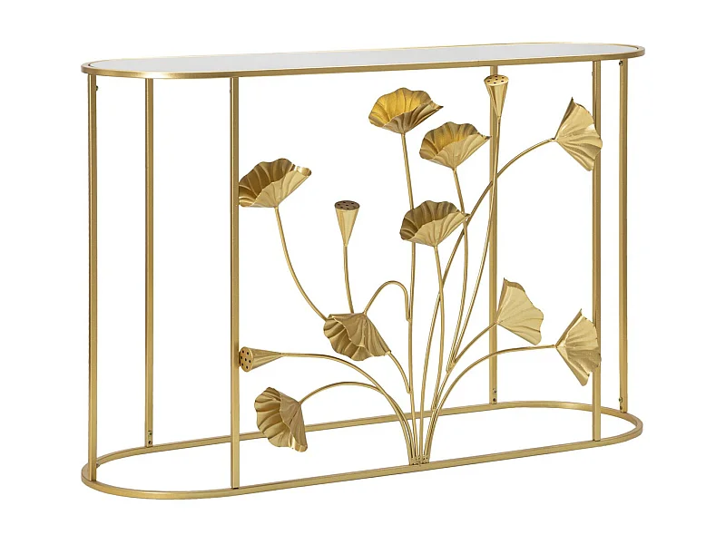 Console Tafel Blad 73, Goud, 120x40x80 cm, Kendra Home